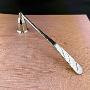 Vintage Silver Tone Candle Snuffer Long Handle Chrome MCM Decor